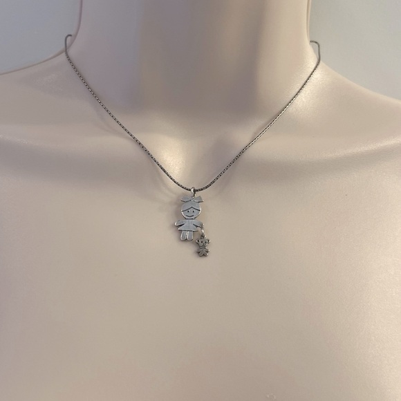 Silpada ‘Little Girl with Teddy Bear’ XOXO Sterling Silver 925 Necklace 15” - Picture 8 of 13